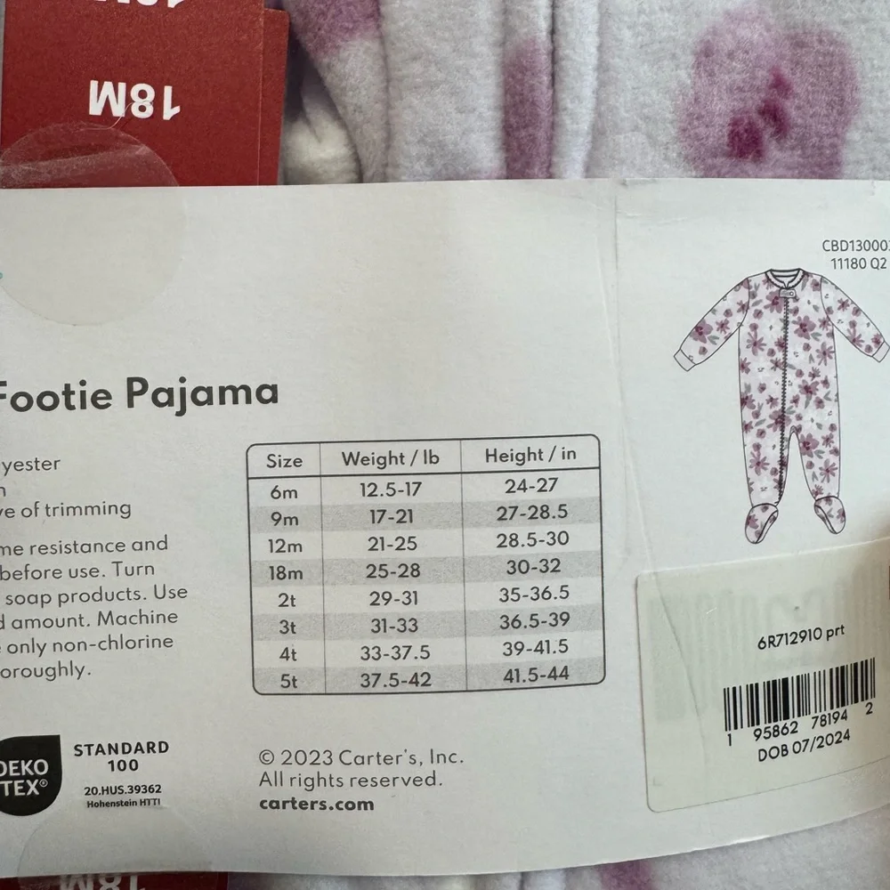 CARTERS fleece footed pajamas - Picture 7 of 7